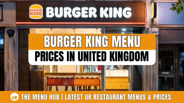 Burger King Menu with Prices in UK
