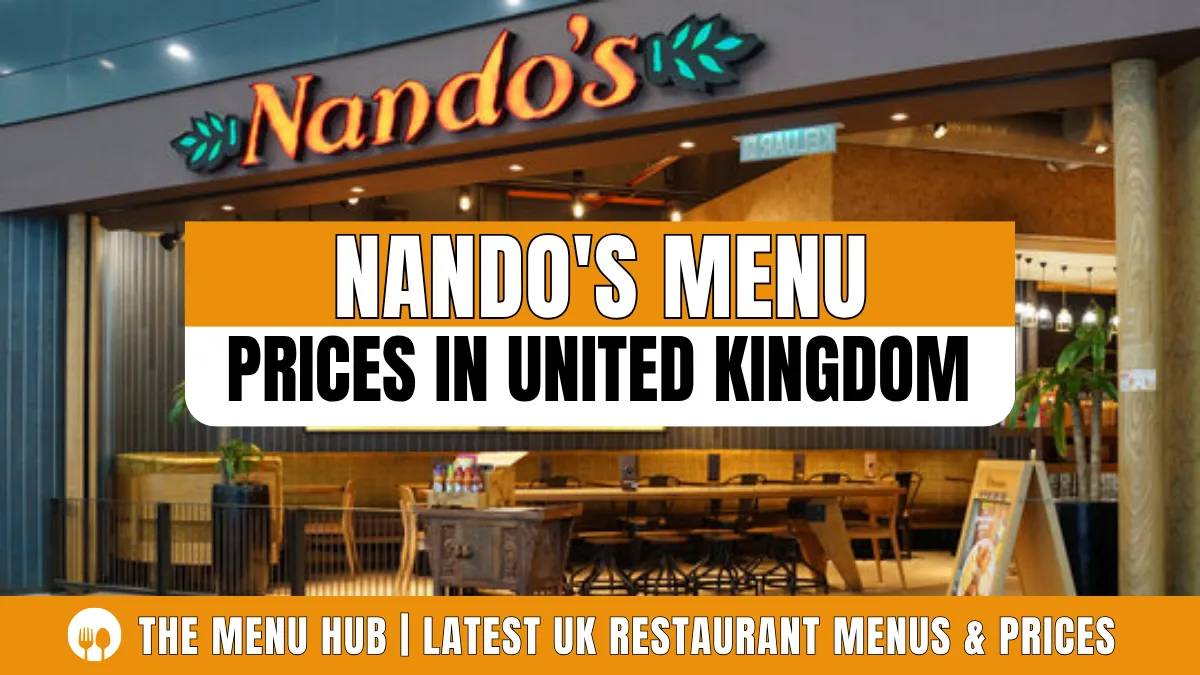 Nandos Menu with Prices in UK
