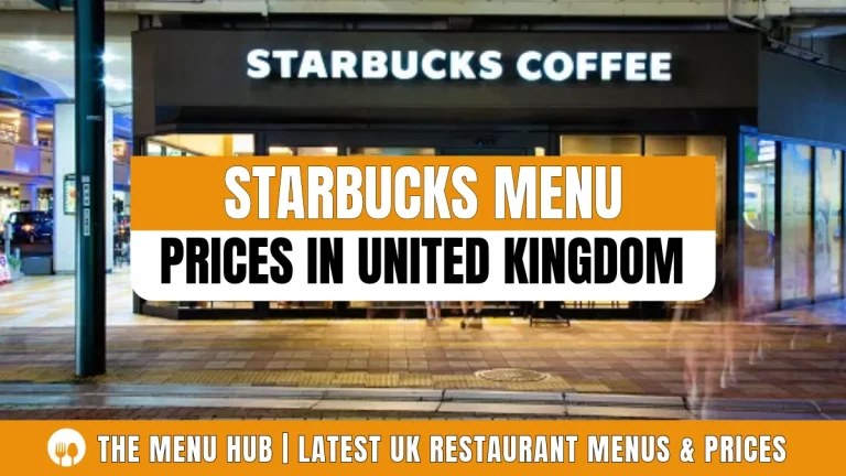Starbucks Menu with Prices in UK