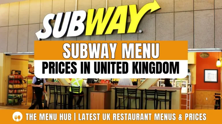 Updated Subway Menu Price in Uk