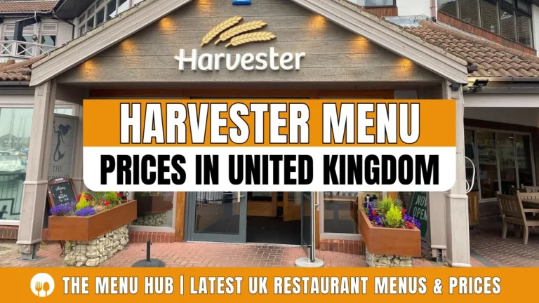 Harvester Menu Prices in UK