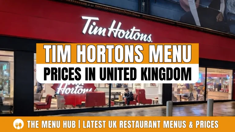 Tim Hortons Menu Price in UK
